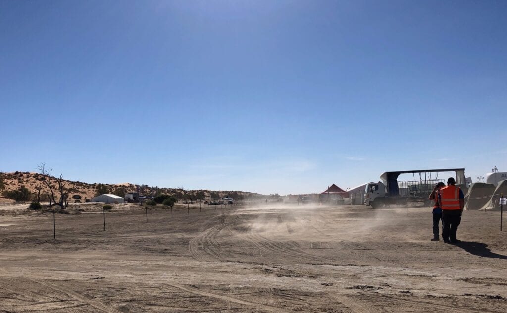 A strong southerly meant lots of dust at the Big Red Bash.