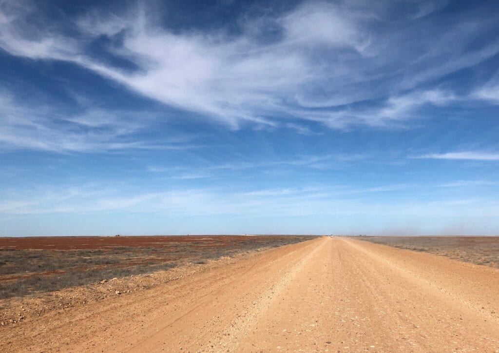 Rising up onto gibber plains, south of Birdsville on the Birdsville Track.