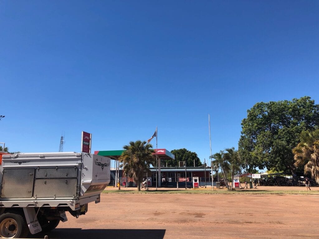 Parked outside the Daly Waters Roadhouse, NT.