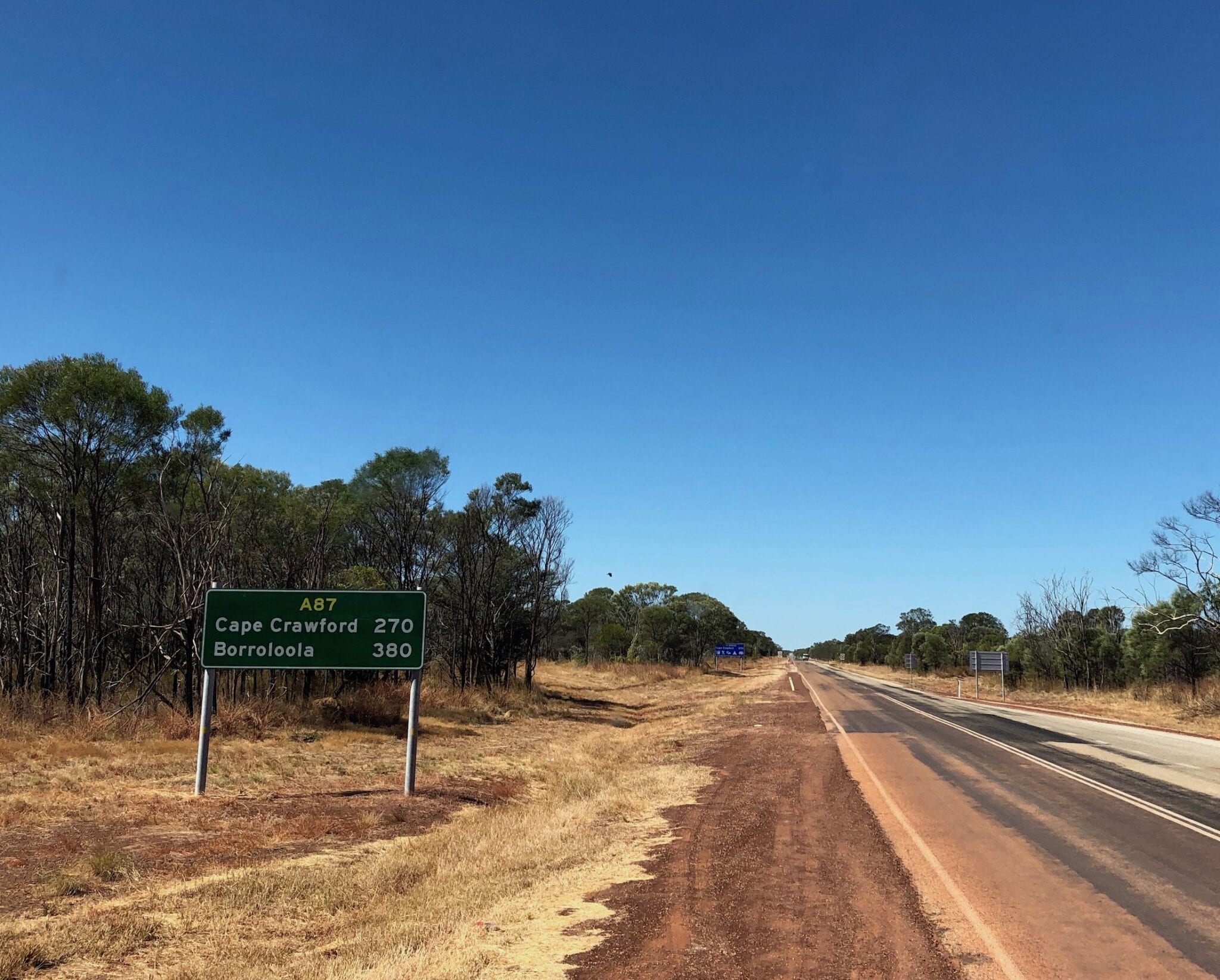 Turning onto the Carpentaria Highway at Daly Waters NT.