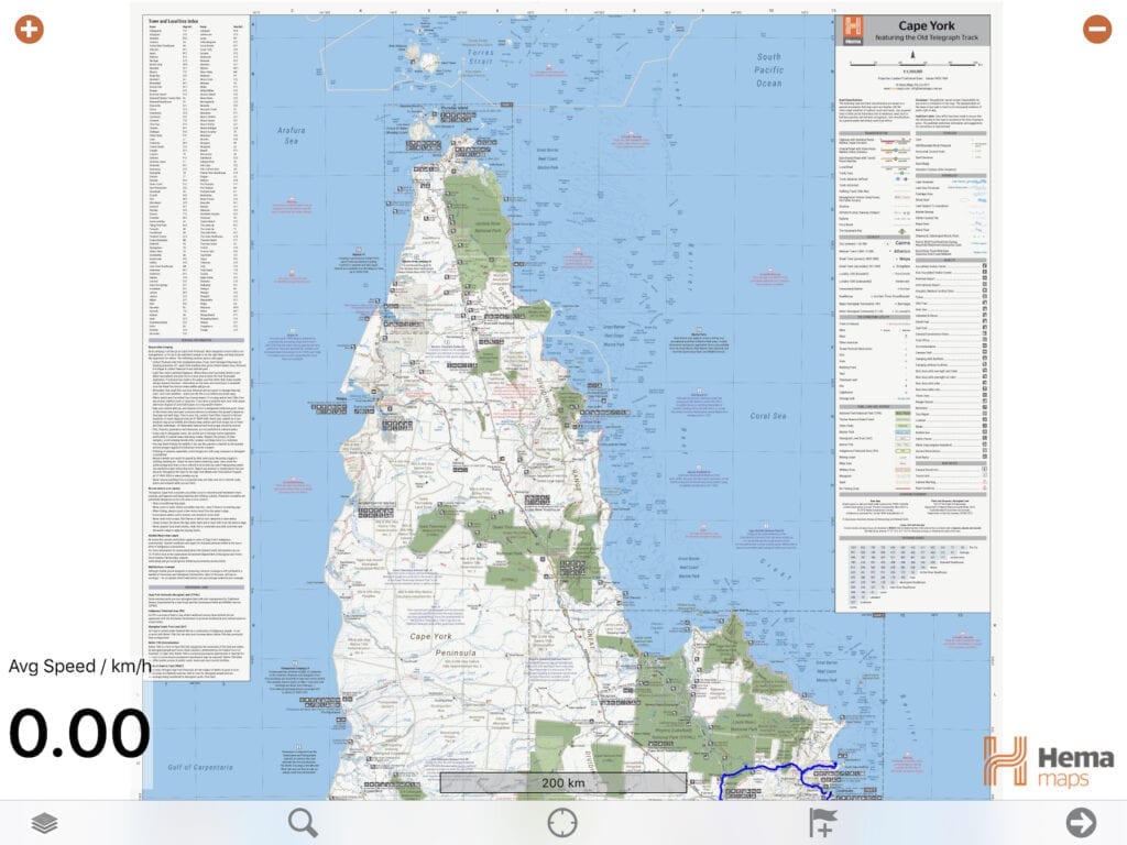 This Cape York map is an example of some of the additional maps you'll find on the Hema Maps app for iPad.