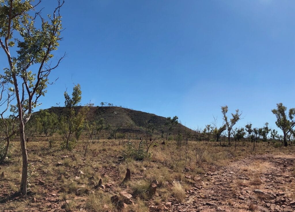 Rocky ranges and a rocky track just north of the intsection with the Broadarrow Track. Wickham Track, Judbarra / Gregory National Park.