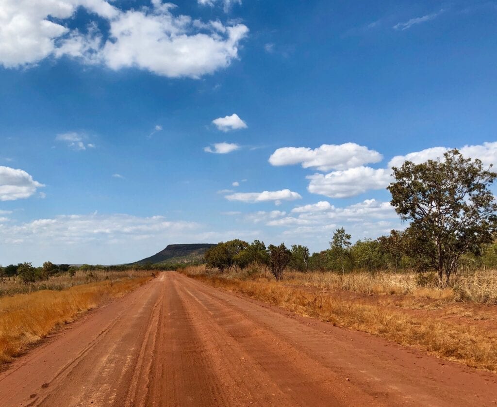 The Roper Highway turns to dirt west of Roper Bar.