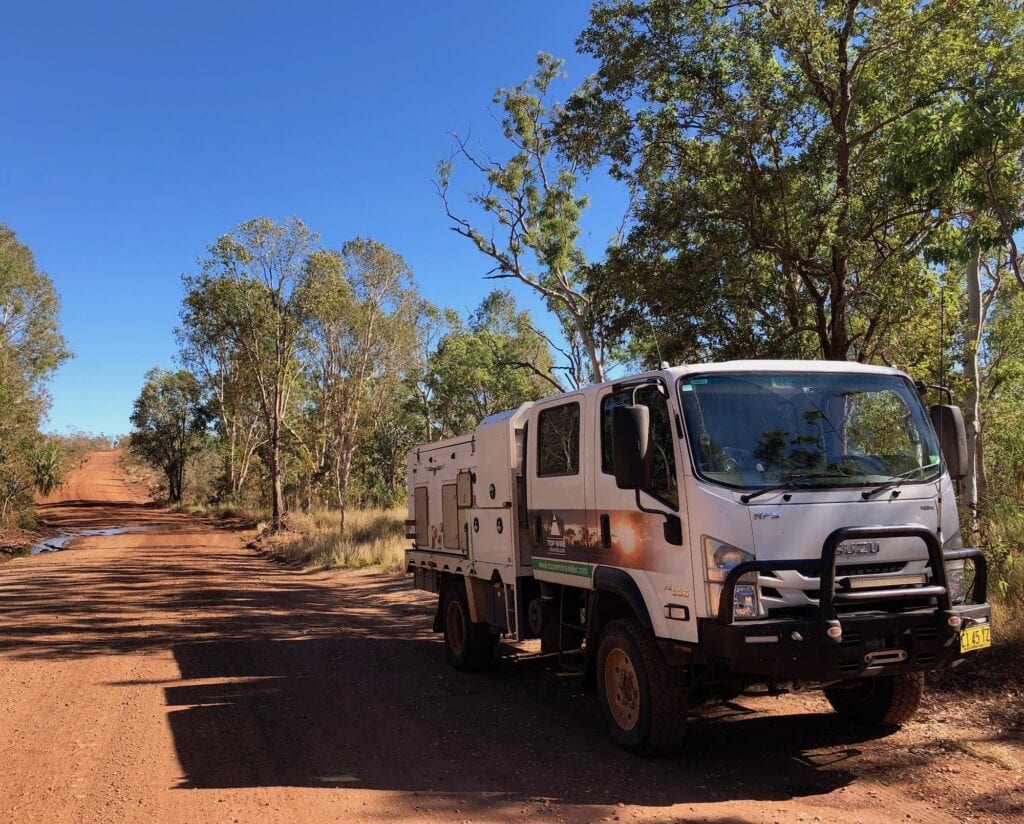 Our Isuzu NPS 4x4 truck on the Savannah Way, NT.