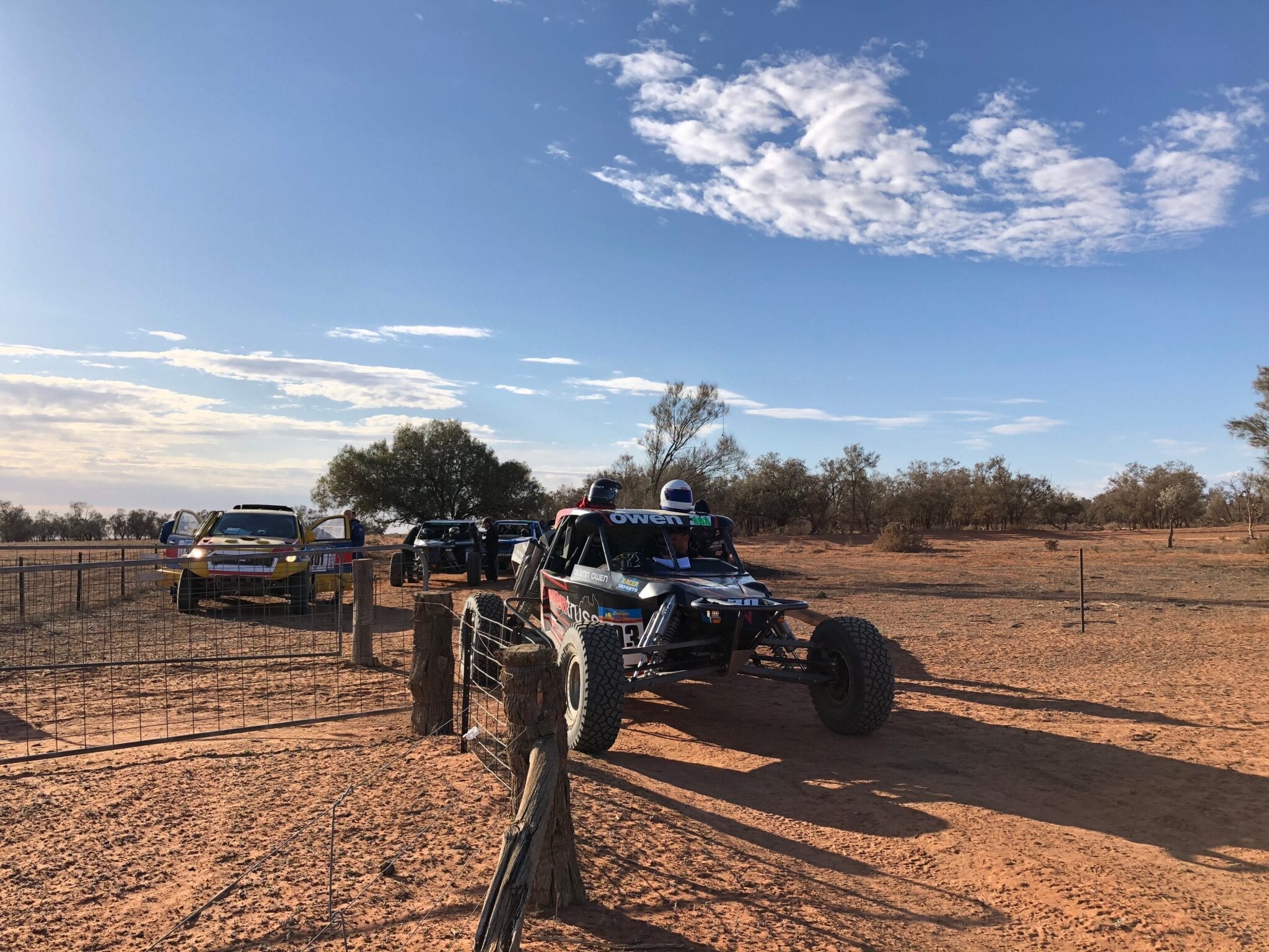 Cars waiting to start on a stage during the Sunraysia Safari.