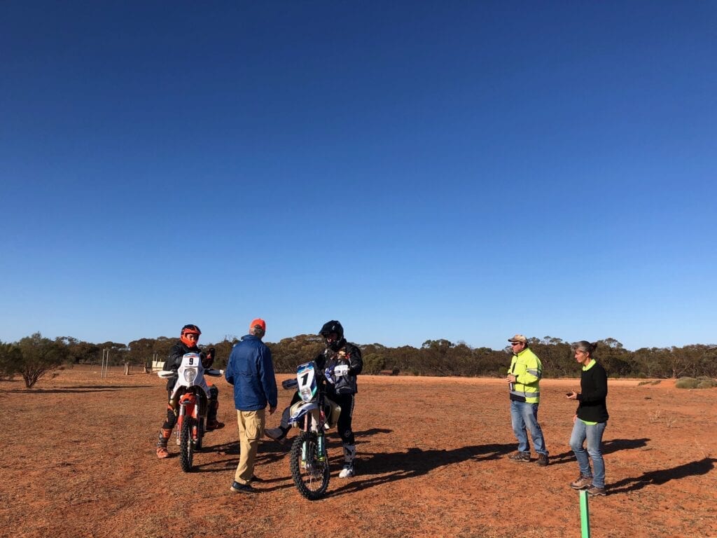 The two top bikes waiting to start the next stage of the Sunraysia Safari.