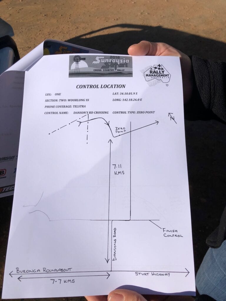 The officials of the Sunraysia Safari give you mud maps and GPS co-ordinates of the control points.