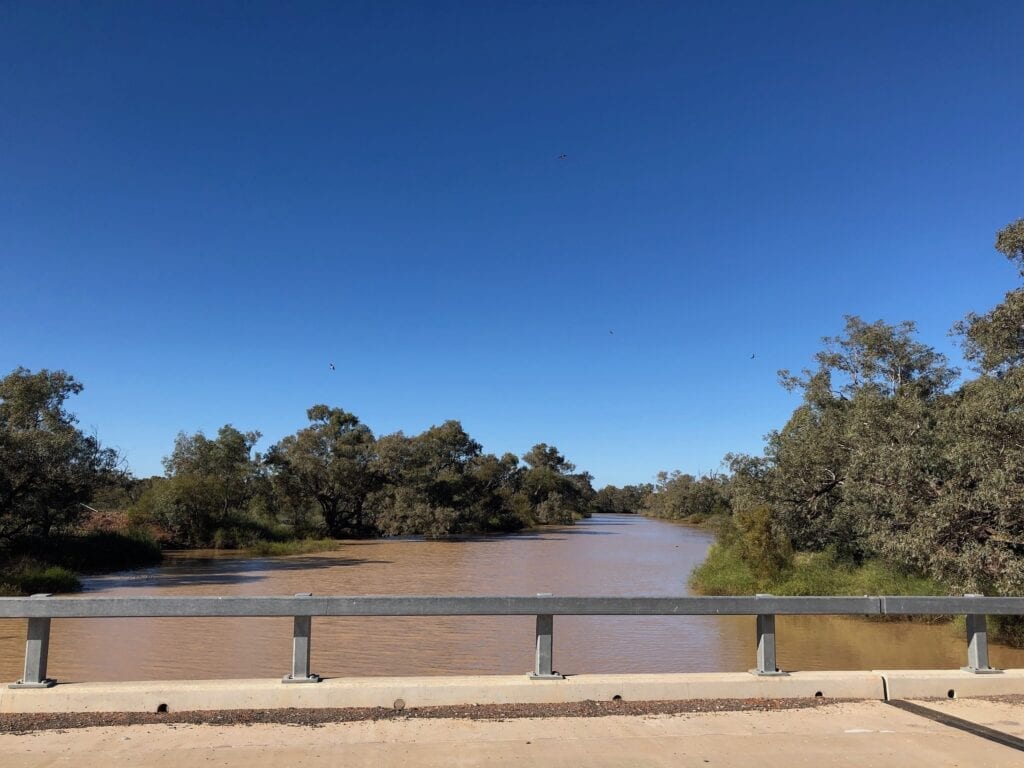 Crossing the Warrego River on The Cut Line between Bourke and Wanaaring NSW.