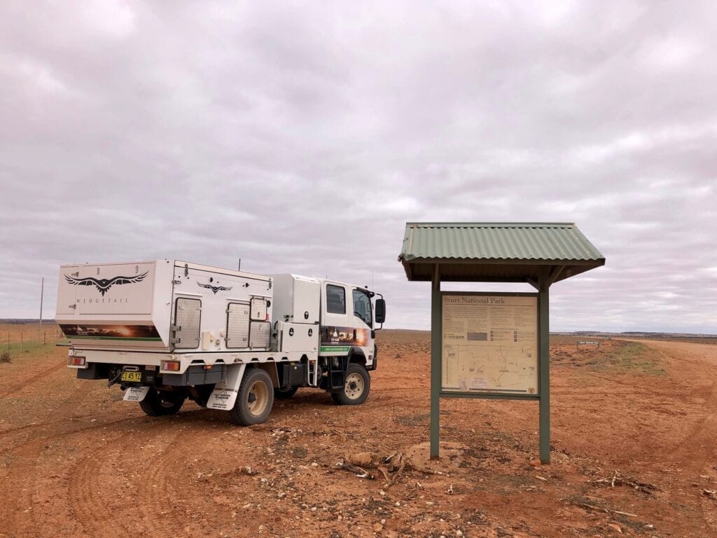 At the entrance to Sturt National Park on The Cut Line, between Wanaaring and Tibooburra NSW.