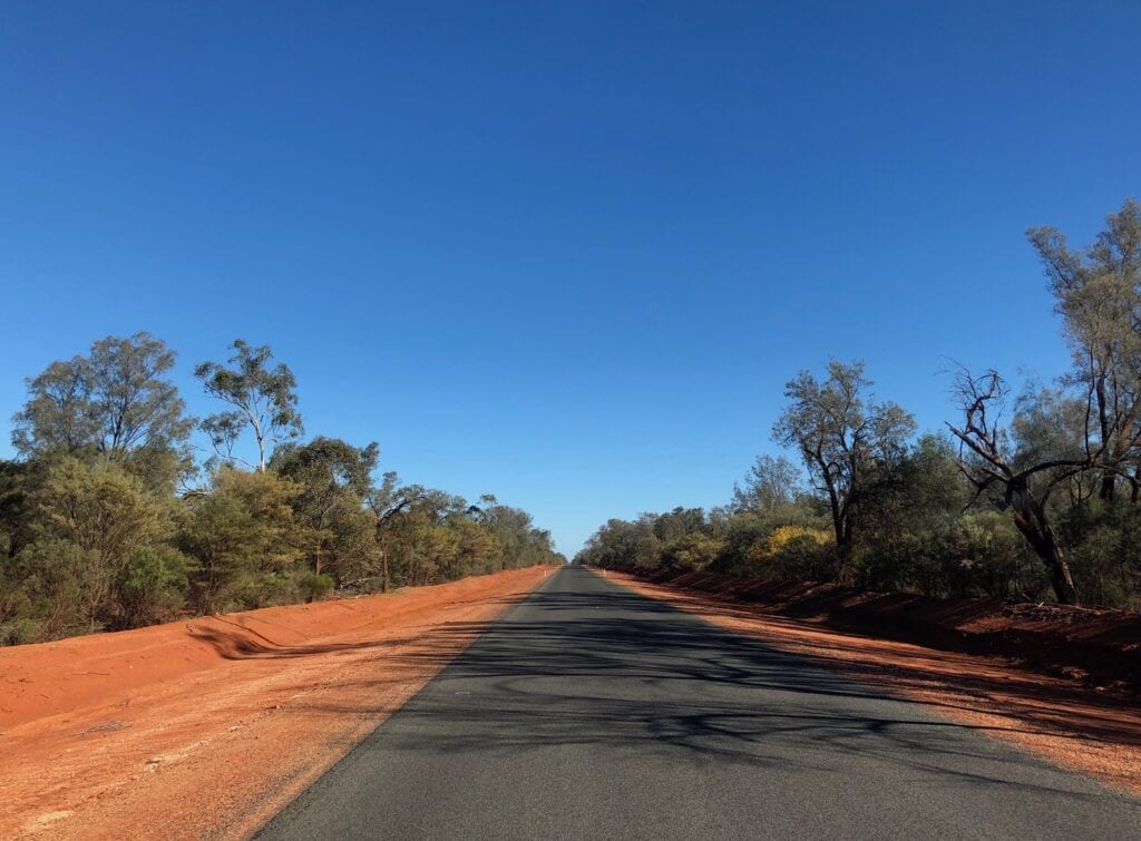 One of the new sections of tar on The Cut line between Bourke and Wanaaring NSW.