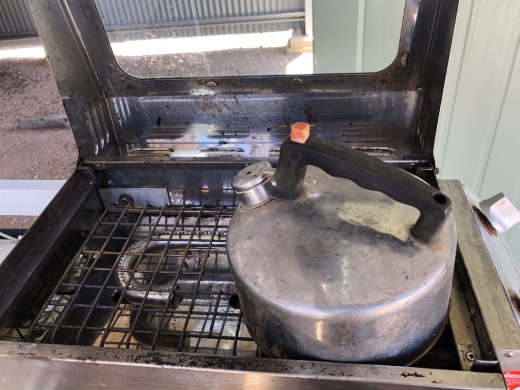 The completed installation of "hockey stick" burners on our Wedgetail Campers 2 burner BBQ.