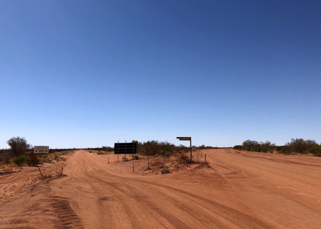 Telfer Mine Road on the right. Australia's outback.