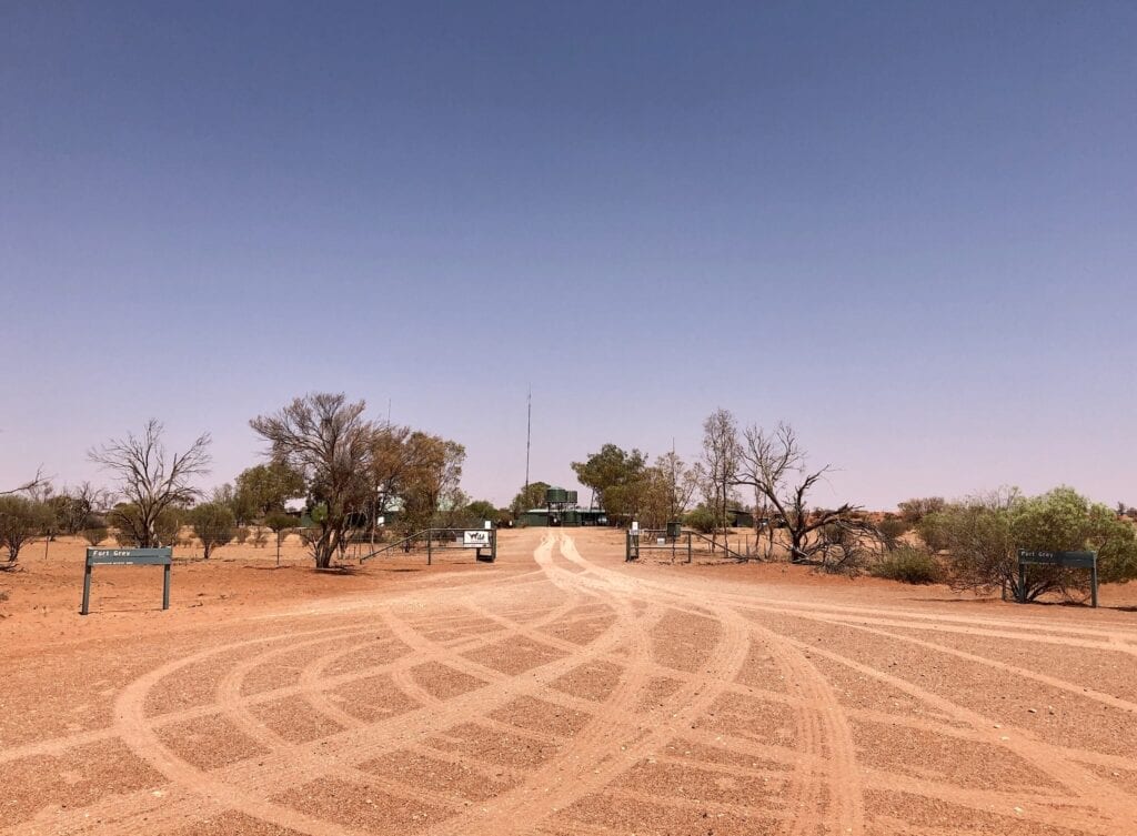 The entrance to Fort Grey Homestead on the Tibooburra - Cameron Corner Road, NSW. Sturt National Park, Australia's outback.