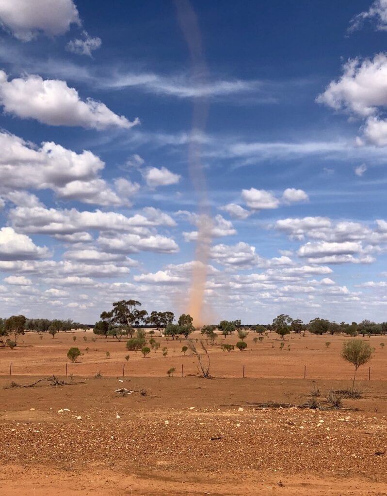 A giant whirly-whirly east of Broken Hill, NSW. Australia's outback.