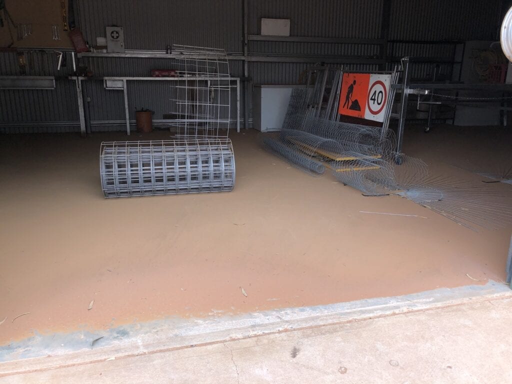 After the dust storm, the workshop was covered in a thick layer of fine dust and sand. Fort Grey, Sturt National Park NSW.