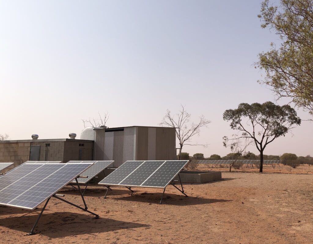 Keeping the solar panels clean and checking the diesel generator. One of our caretaker jobs at Fort Grey Homestead, Sturt National Park NSW.