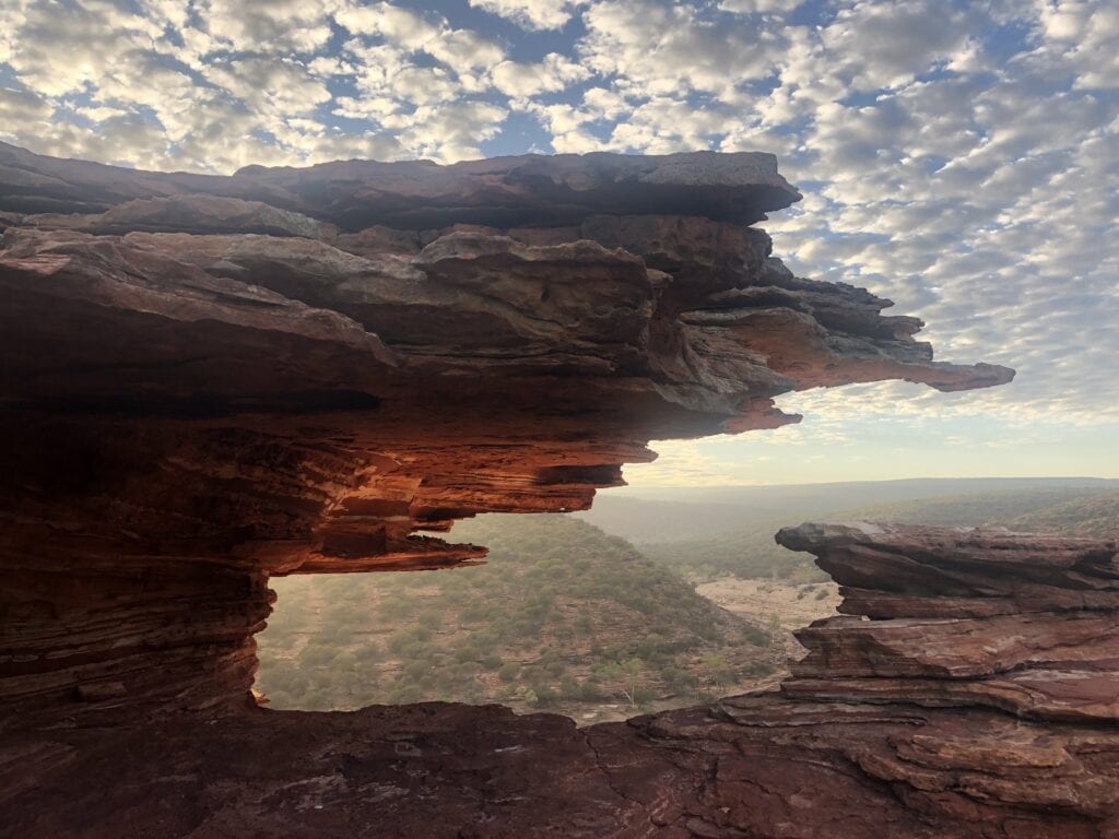 Sandstone silhouetted by the early morning sun, Loop Walk Kalbarri National Park WA.