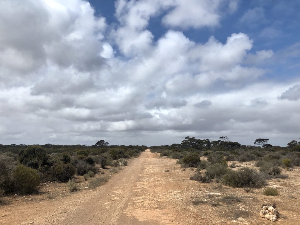 The Old Eyre Highway is no just a track in some places. The limestone reefs of rock make it a rough trip in places. Nullarbor Plain, SA.