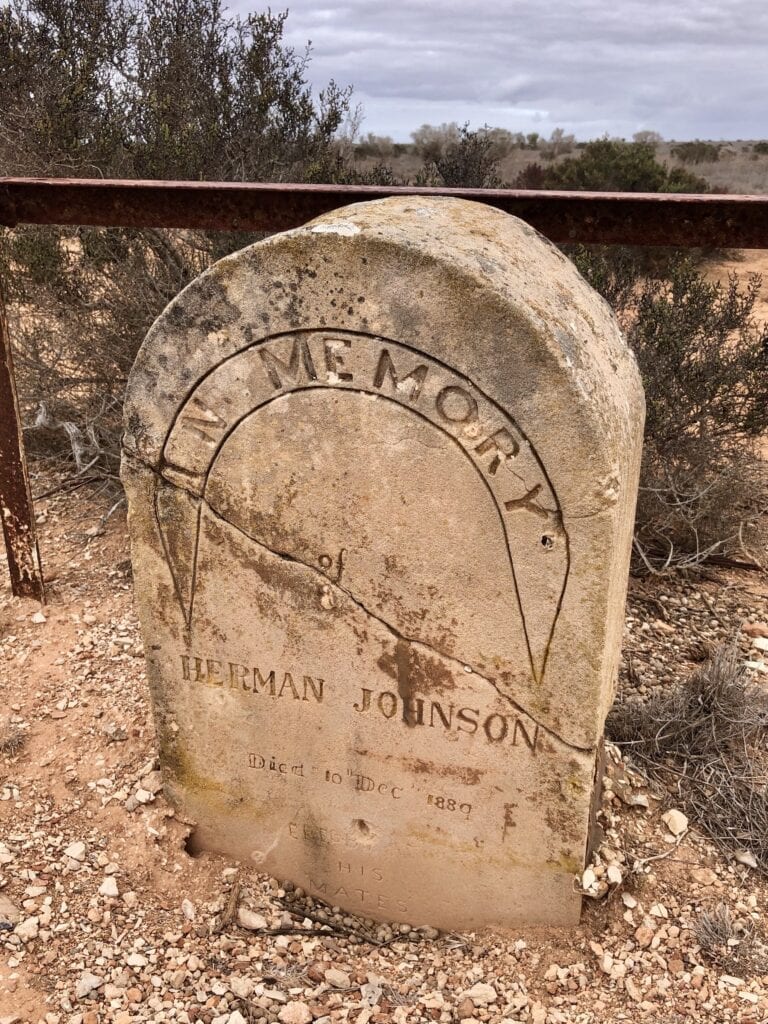 The grave of Herman Johnson beside the Old Eyre Highway, Nullarbor Plain SA.