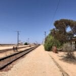 The Trans Australian Railway at Cook, on the longest stretch of rail in the world.