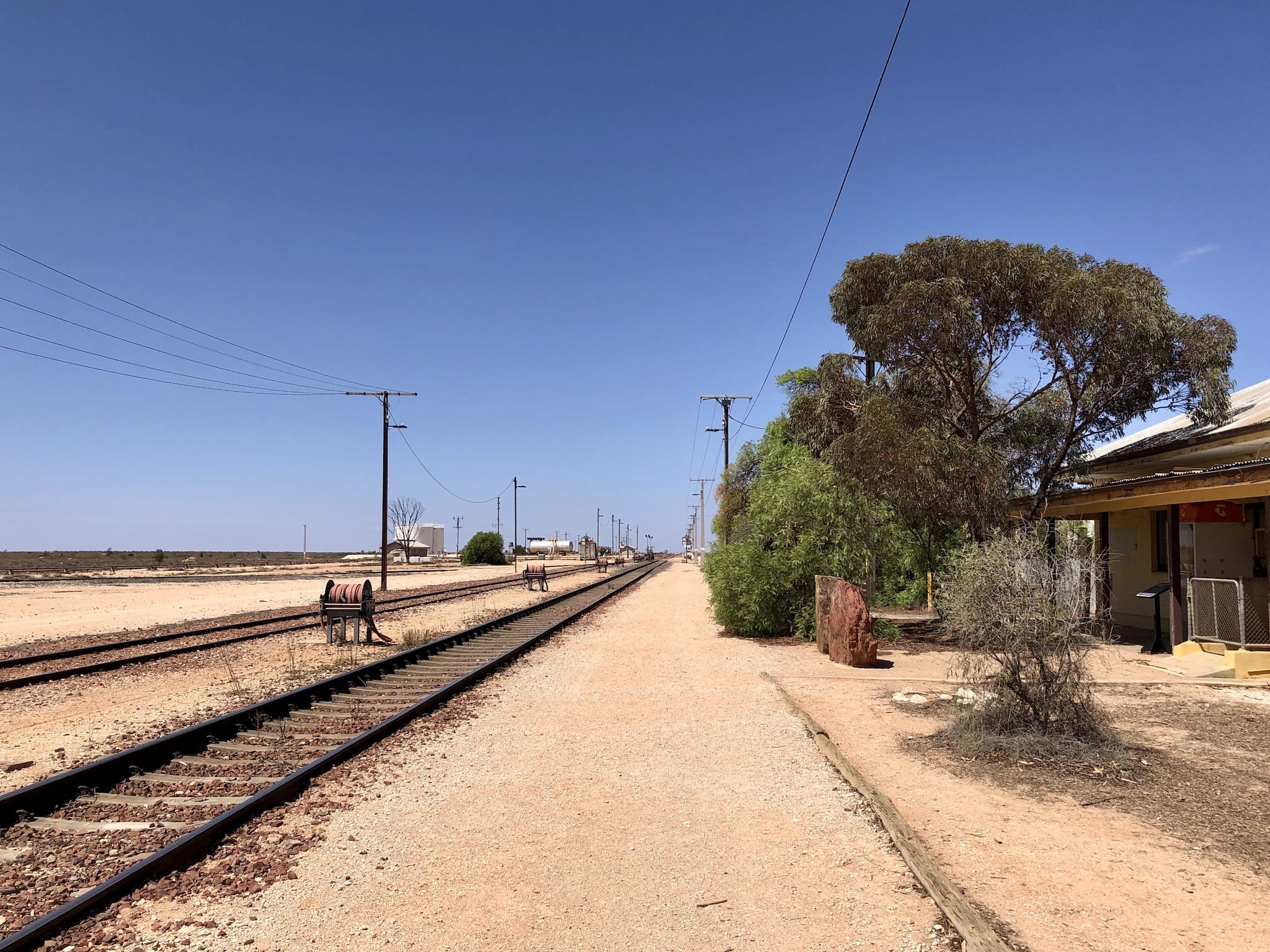 The Trans Australian Railway at Cook, on the longest stretch of rail in the world.