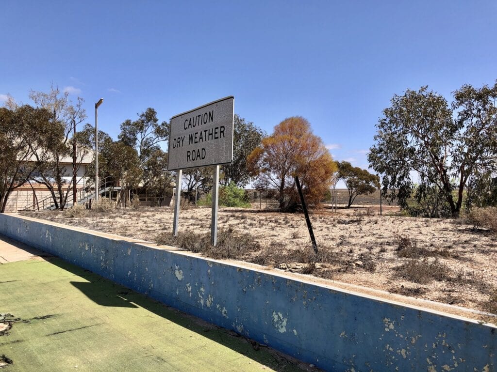 The old swimming pool at Cook on the Trans Australian Railway is now filled in.