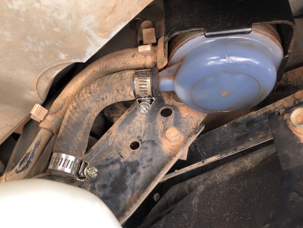 The power steering reservoir on our Isuzu NPS.