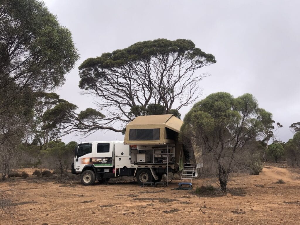 Camped off the highway on the Nullarbor Plain, South Australia.