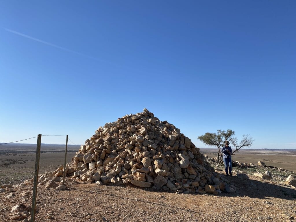 Sturt's Cairn on top of Mount Poole, north of Milparinka, NSW