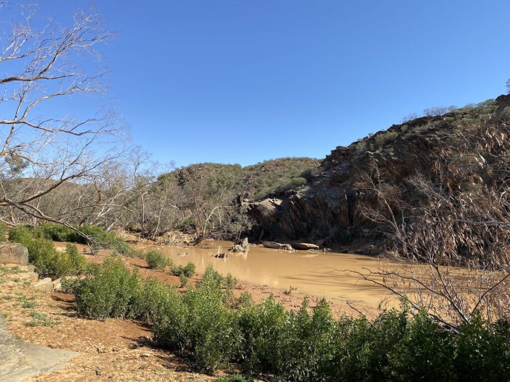 The waterhole at Depot Glen NSW, almost full after recent rain.