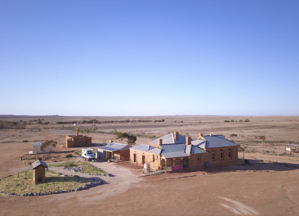 Aerial shot of part of Milparinka Heritage Precinct.