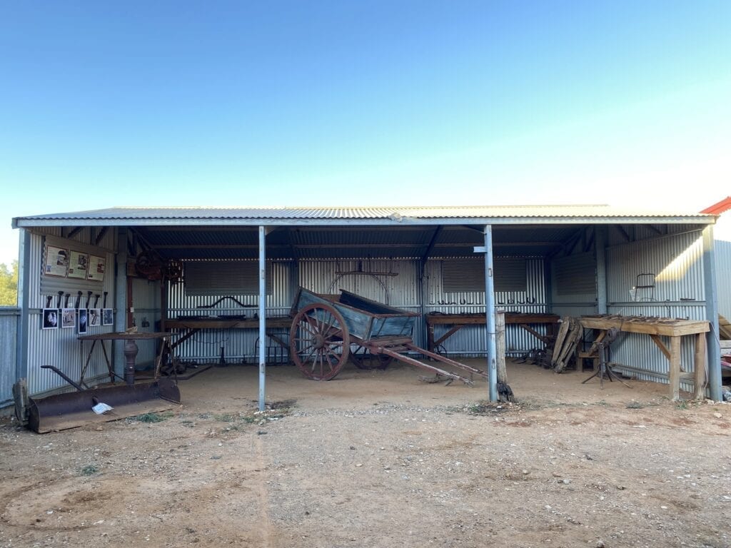 The farm display shed at Milparinka Heritage Precinct, NSW