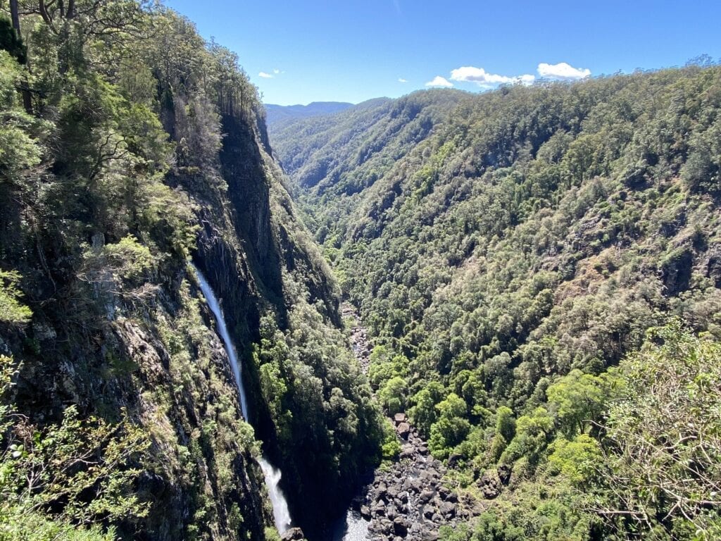 Ellenborough Falls plunge almost 200 metres into the gorge below. New South Wales.