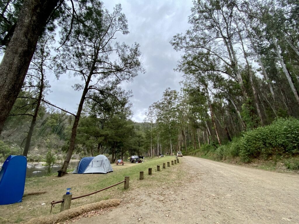 The campsites at Platypus Flat campground, on the banks of the Nymboida River.