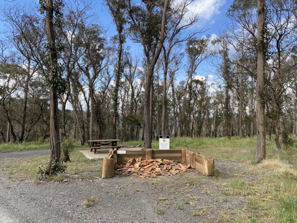 National Parks provide some firewood at Tia Falls campground, NSW.