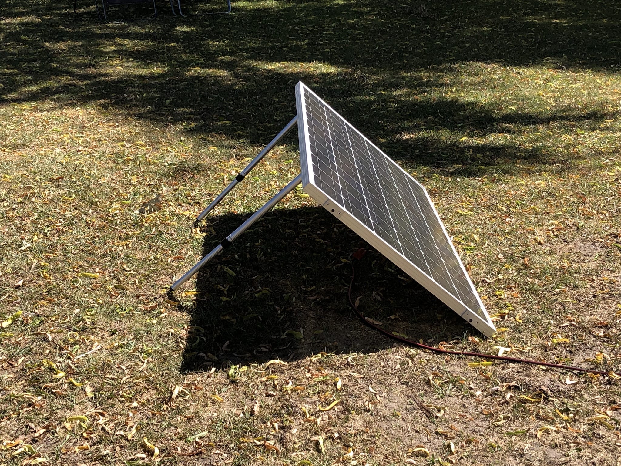 A portable solar panel facing the sun.