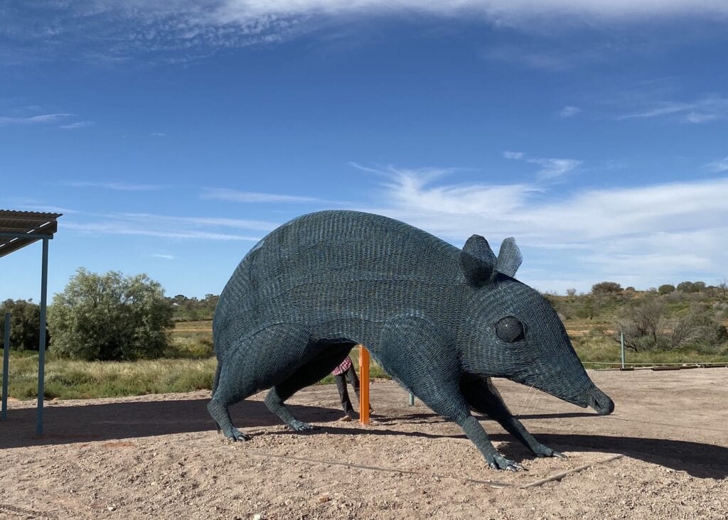 Bandicoot wire sculpture at Sturt National Park, NSW.