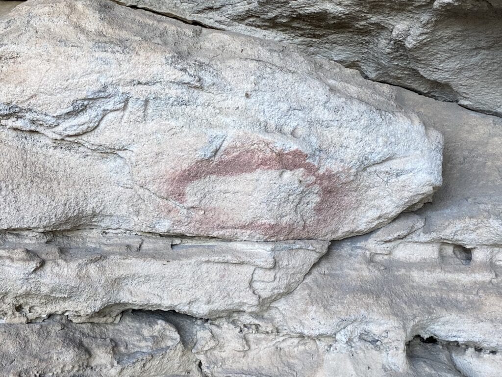 A stencil of a child's foot at Mount Moffatt, Carnarvon Gorge National Park, QLD.