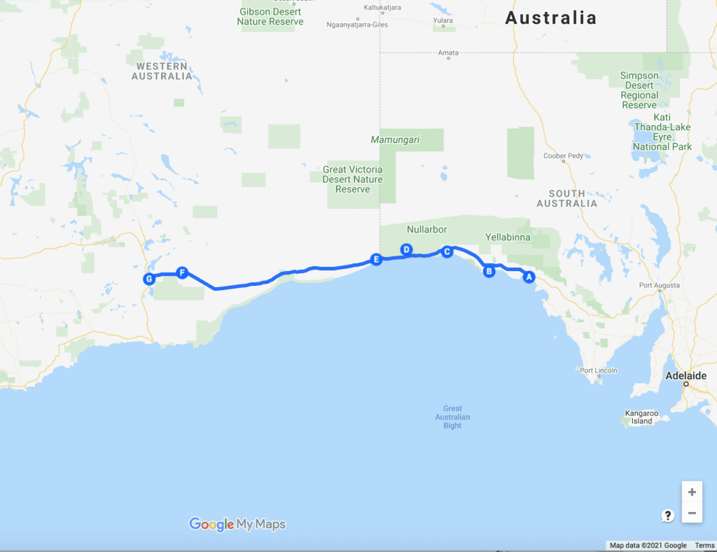 Map Of The Nullarbor, WA & SA.