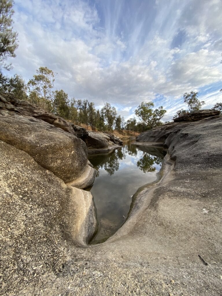 A rock pool at Dargonelly Campground at Mount Moffatt, Carnarvon Gorge National Park, QLD.