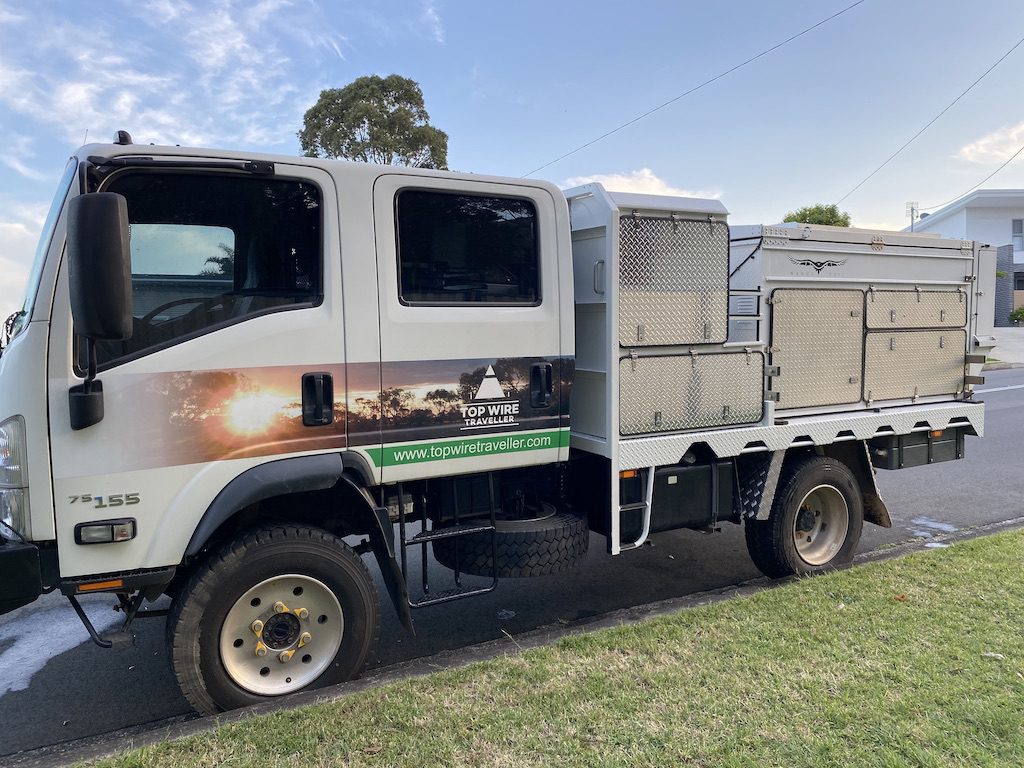 Passenger side. The finished result after modifying the storage boxes on our Isuzu NPS crew cab.