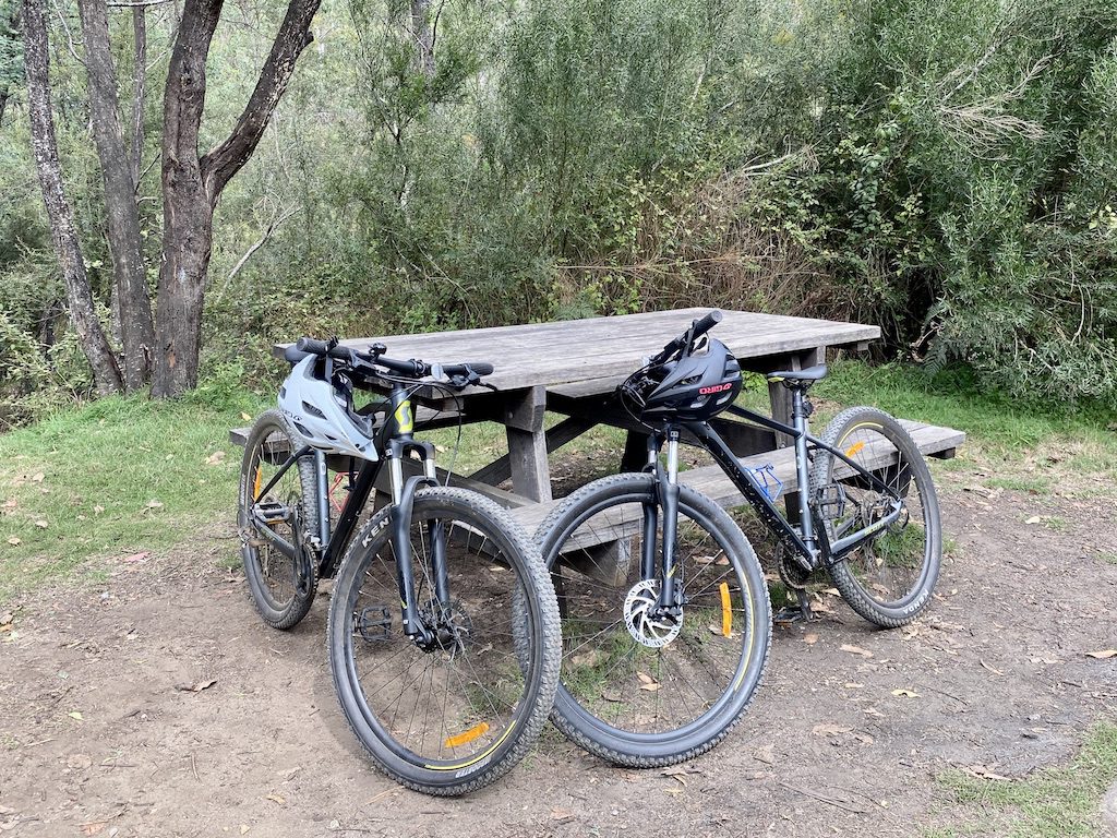 Our mountain bikes which we carry on our Isuzu NPS crew cab.