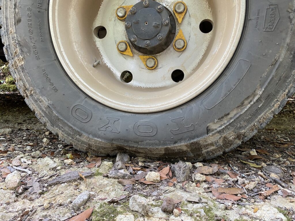 Toyo tyres on Isuzu NPS 4WD truck.