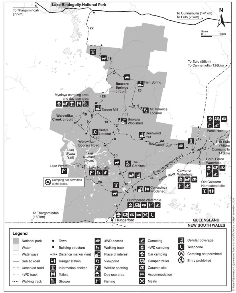 QPWS map of Currawinya National Park QLD.