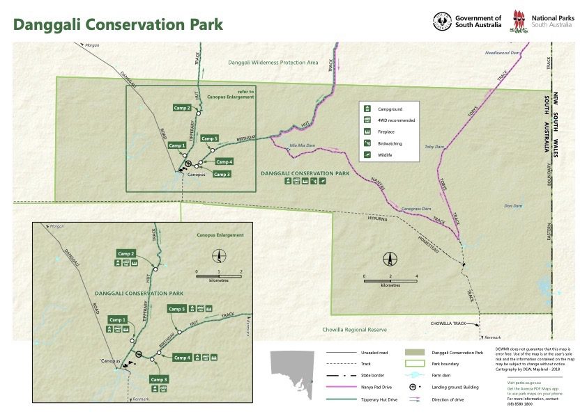 Map of Danggali Conservation Park, South Australia.