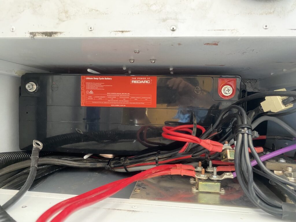 200Ah REDARC lithium battery installed in a Wedgetail Camper.