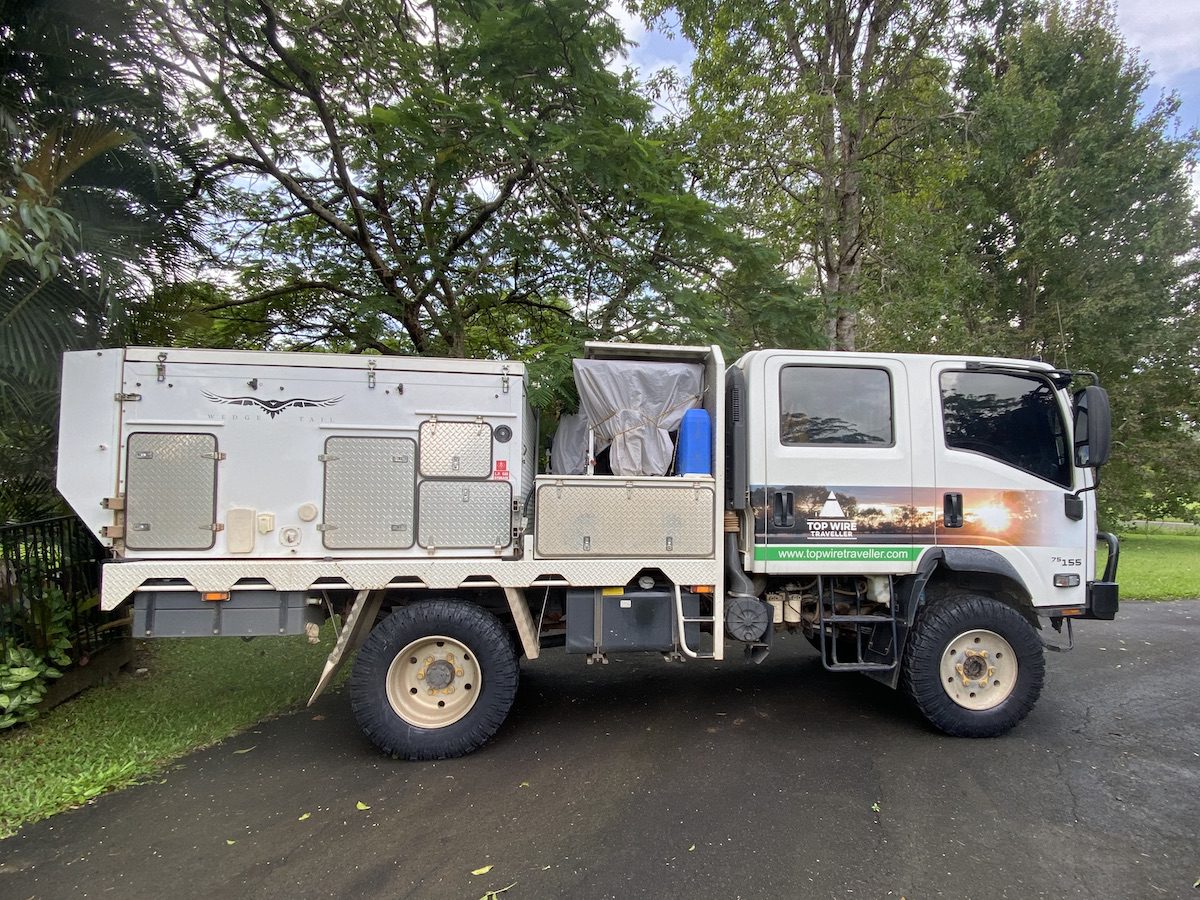 Founders 305/70R19.5 mud tyres fitted to our Isuzu NPS.