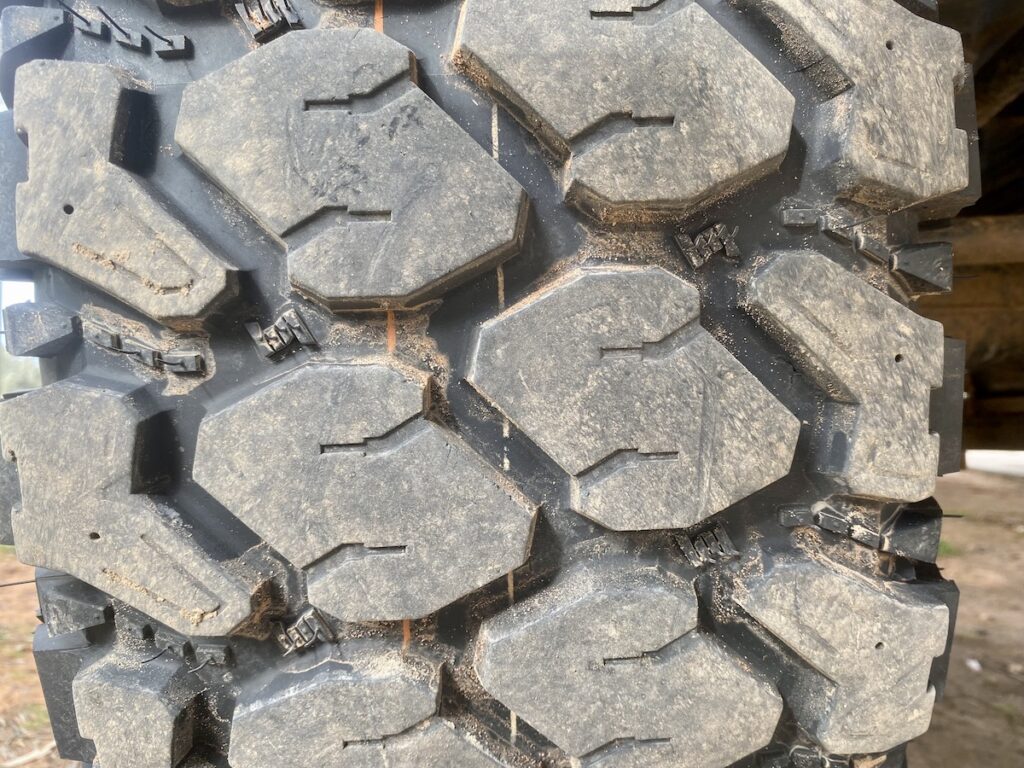 Founders 19.5 inch tyre on the front right of our Isuzu NPS truck. It's wearing evenly after 10,000km.