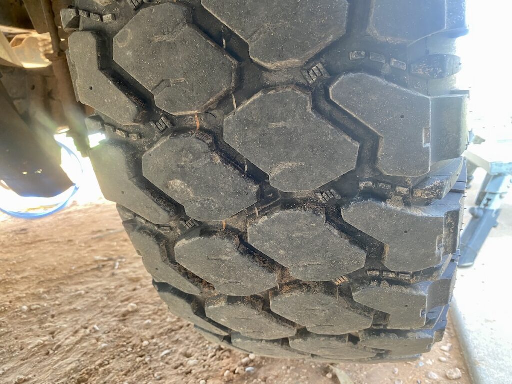 Rear left Founders tyre on our Isuzu NPS truck. It is just beginning to show signs of feathering after 10,000km.