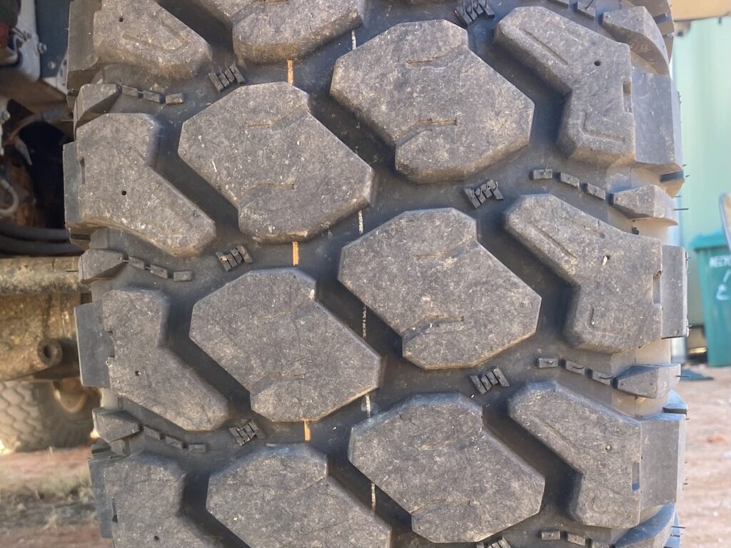 Founders front left tyre showing wear after 10,000km.